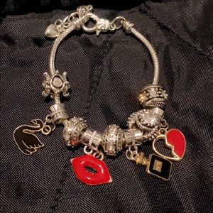 Silver Snake Bracelet with Charms